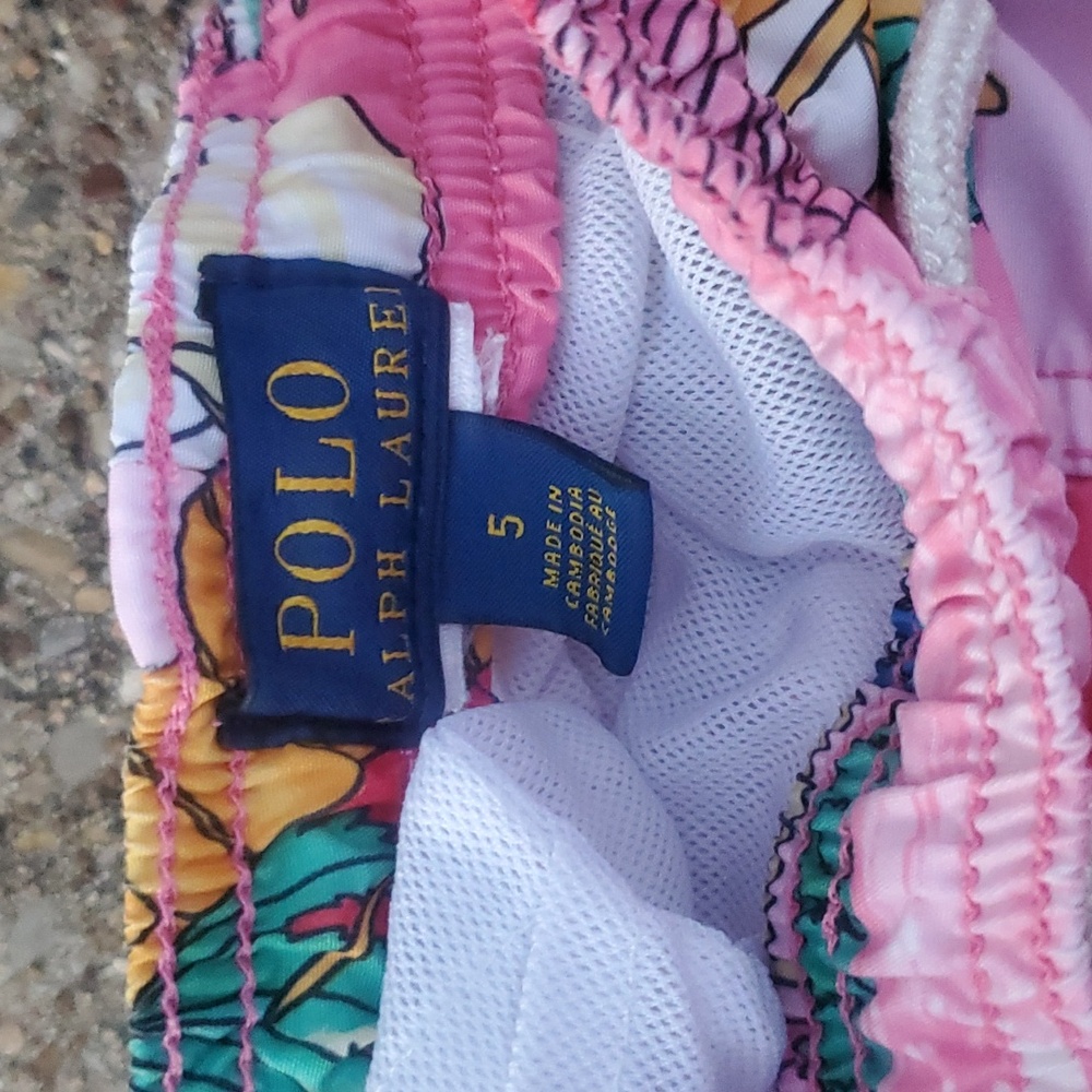 Polo Ralph Lauren Pink Lobster Fish Swim Trunks 5 Boys Vacation - Picture 3 of 7